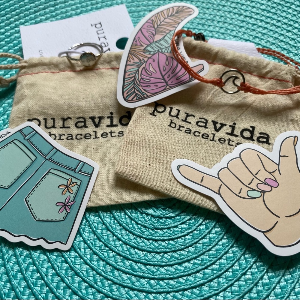 Pura Vida Bracelet & Compass Ring, & stickers NWT - Picture 6 of 7